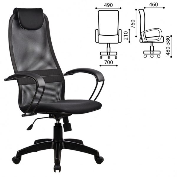 Кресло офисное с эргономичной спинкой Метта цвет черный 80586