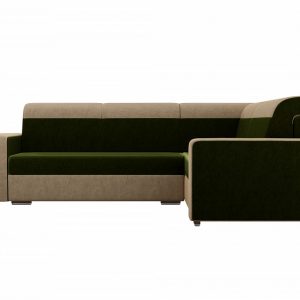 Угловой диван-кровать с двумя пуфами от производителя Мустанг Правый Цвет зеленый, бежевый